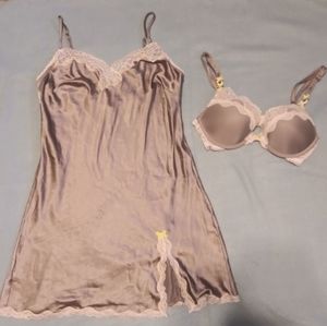 Victoria's Secret Dream Angels Bra & Silk Slip 32C